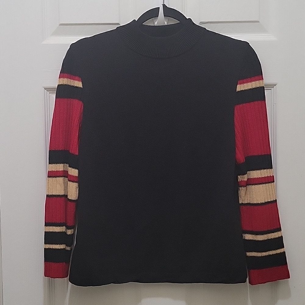 St John Sport Knit Mock Neck Sweater Marie Gray (SZ P)